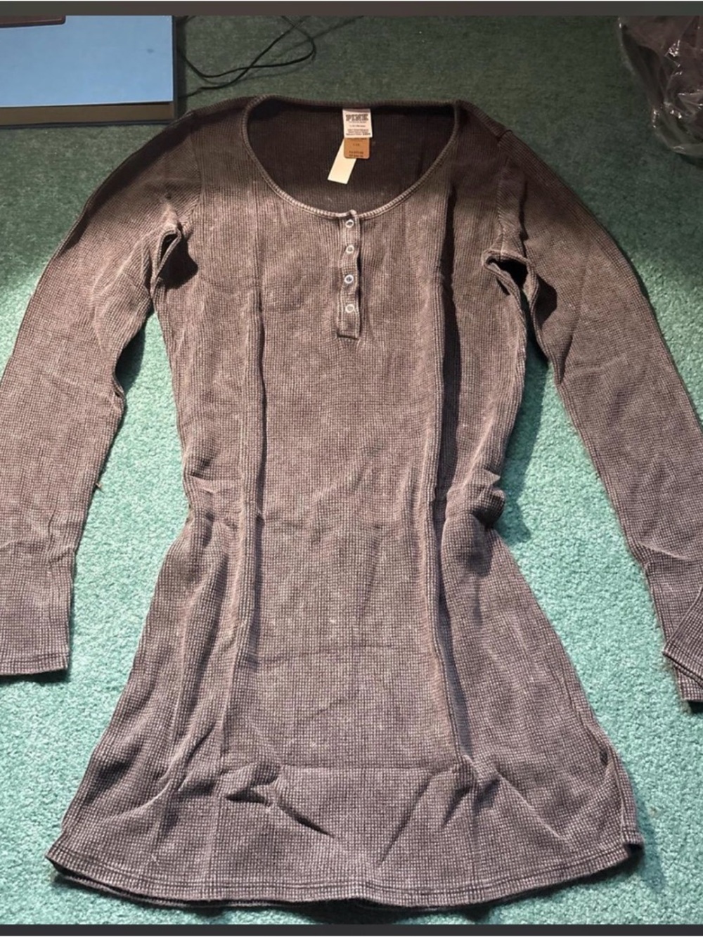 PINK Victoria's Secret Waffle Knit Top in Gray (New with tags!!)